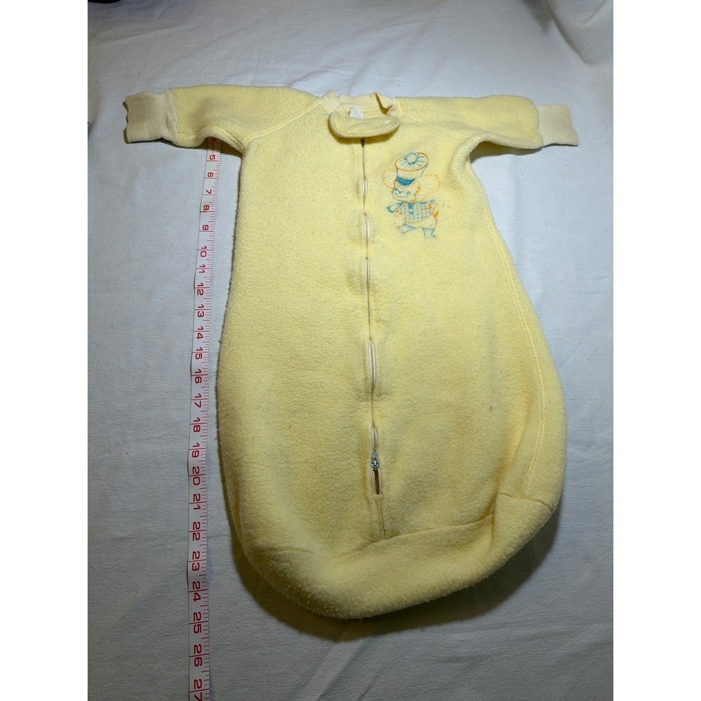 Vintage Indera Sleeping Bag Baby Yellow Fleece Zip Sleep Sack Fits to 12 Months